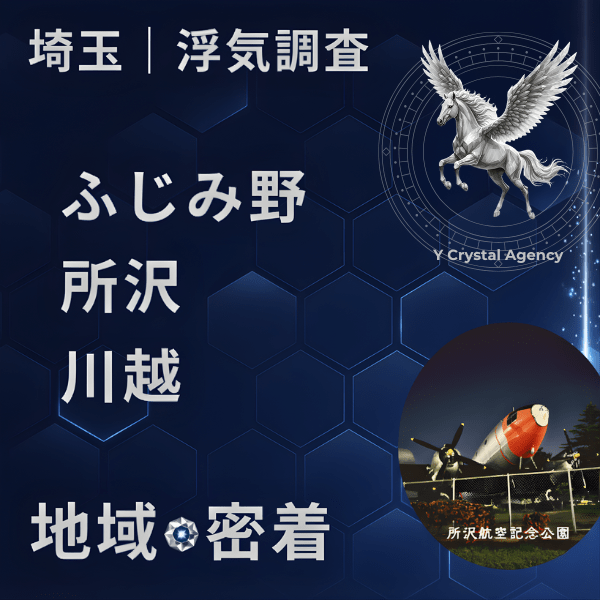 埼玉県の川越市、ふじみ野市、所沢市で浮気調査を行うYクリスタル探偵社の地域密着サービス。ペガサスと所沢航空記念公園の写真。