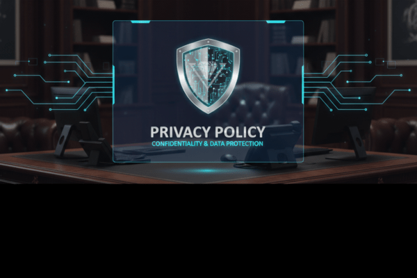 Yクリスタル探偵社のダイヤロゴが入ったデジタルシールド。PRIVACY POLICY（プライバシーポリシー）の文字と、厳重な情報保護体制を象徴しています。