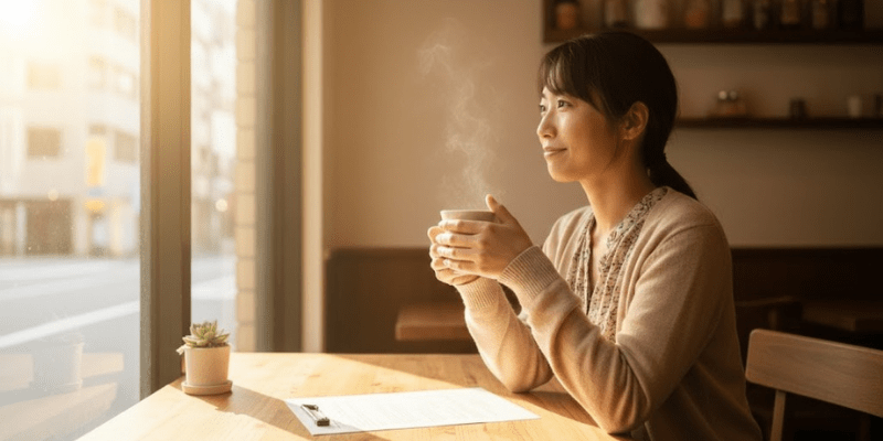 探偵看護師による心のケアで、解決後の人生を再建し穏やかな日常を取り戻す女性